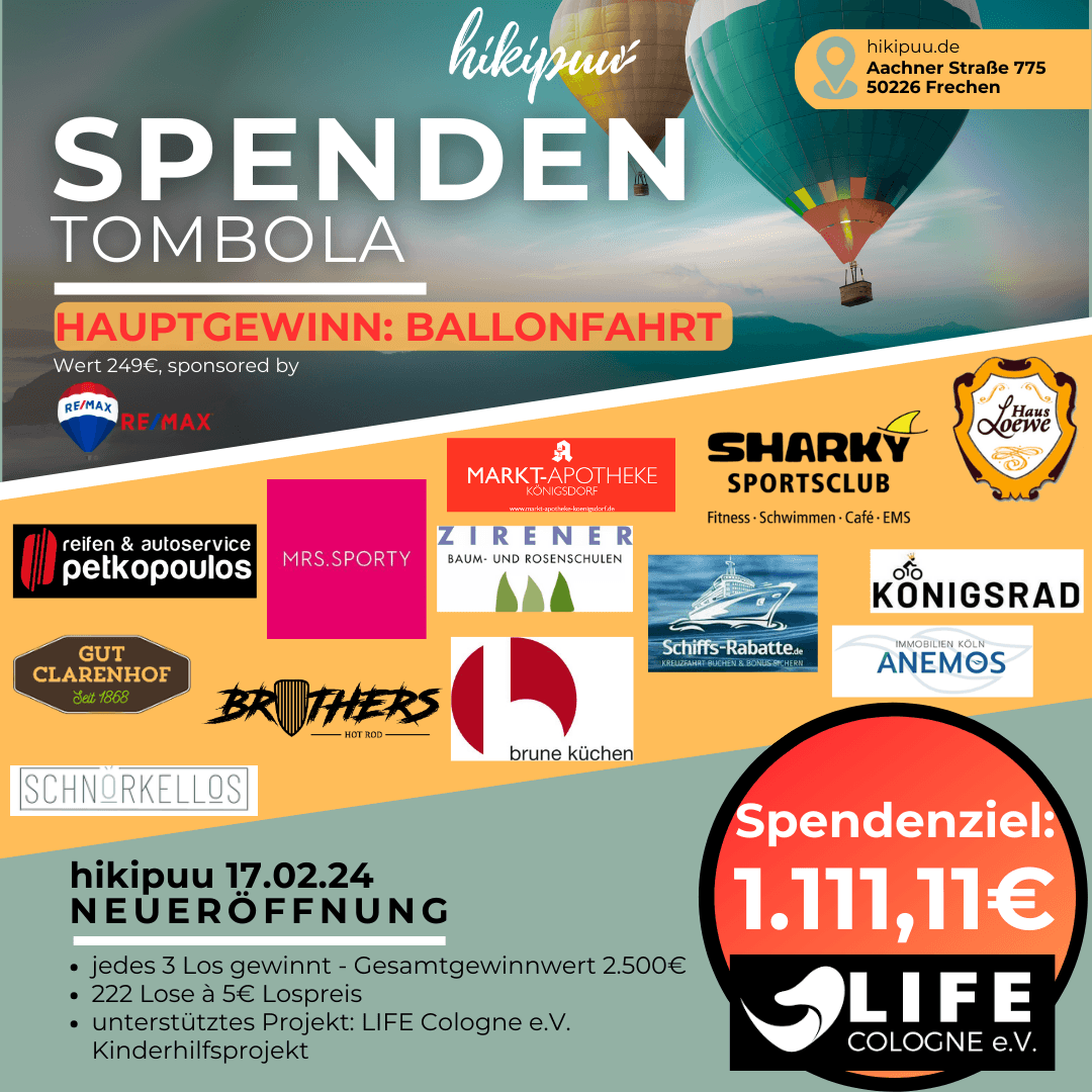 karitative Spenden-Tombola zur hikipuu Flagship Eröffnung am 17.02.204
