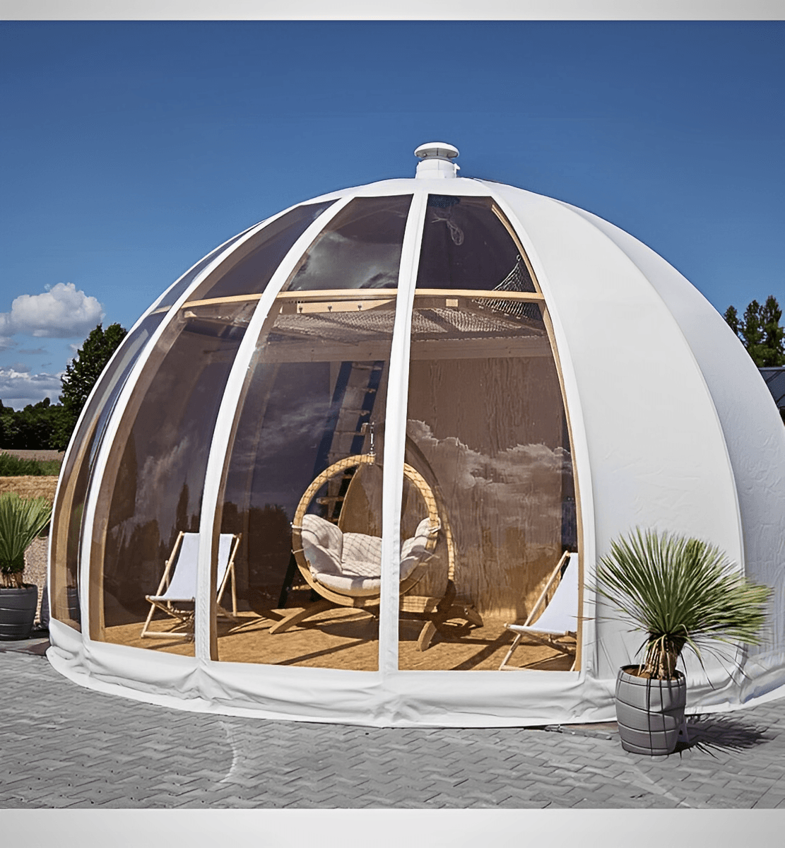 zelt haus kaufen exklusives Iglu Glamping Haus teltta mit Kuppel & 2 Etagen– hikipuu