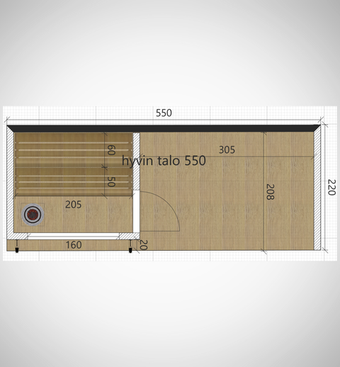 Thermoholz 1-Raum SPA hyvin talo 550x220