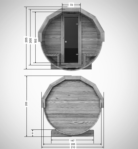 Saunafass keski Veranda 2,5m Bausatz